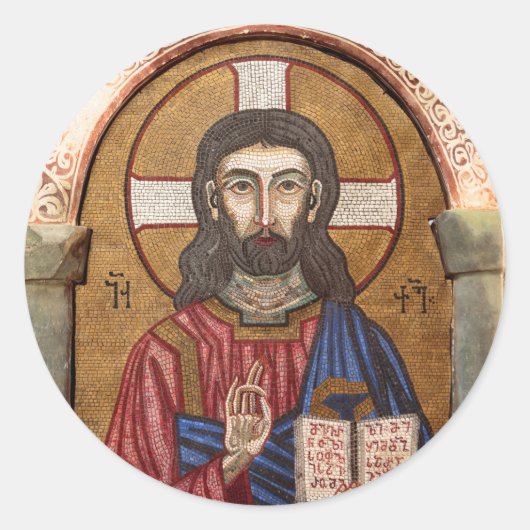 Oude Jezus Mozaïek Ronde Sticker (Voorkant)