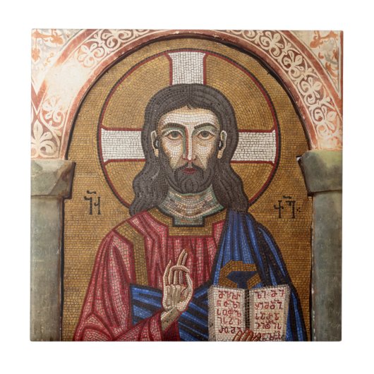 Oude Jezus Mozaïek Tegeltje (Voorkant)