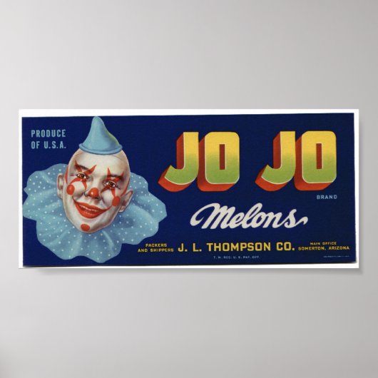 oude Jo Koolvis Melons Fruitkratellabels Poster (Voorkant)