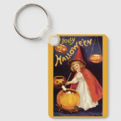 Oude Jolly Halloween Heks van Ellen Clapsaddle Sleutelhanger (Voorkant)