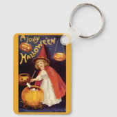 Oude Jolly Halloween Heks van Ellen Clapsaddle Sleutelhanger (Achterkant)