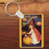 Oude Jolly Halloween Heks van Ellen Clapsaddle Sleutelhanger (Voorkant)