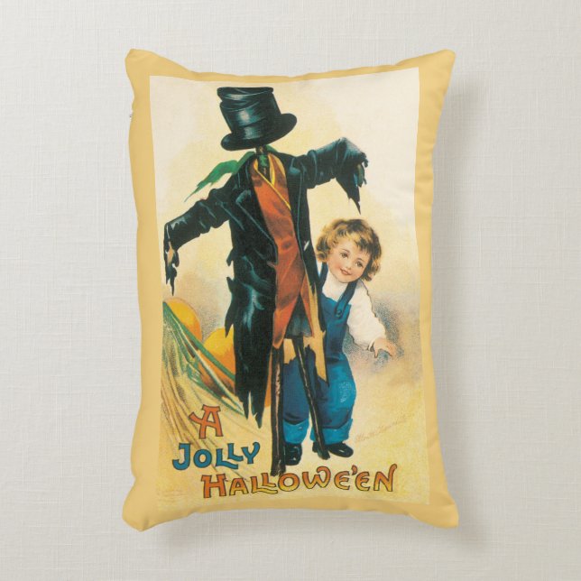 Oude Jolly Halloween-vogelverschrikker Ellen Claps Accent Kussen (Voorkant(Verticaal))