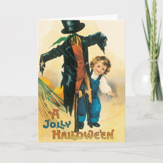 Oude Jolly Halloween Vogelverschrikker Ellen Claps Kaart (Voorkant)