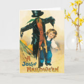 Oude Jolly Halloween Vogelverschrikker Ellen Claps Kaart (Gele Bloem)