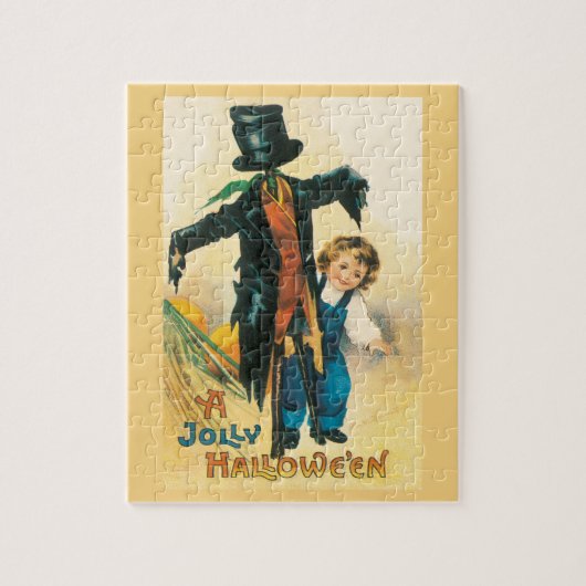 Oude Jolly Halloween-vogelverschrikker Ellen Claps Legpuzzel (Verticaal)