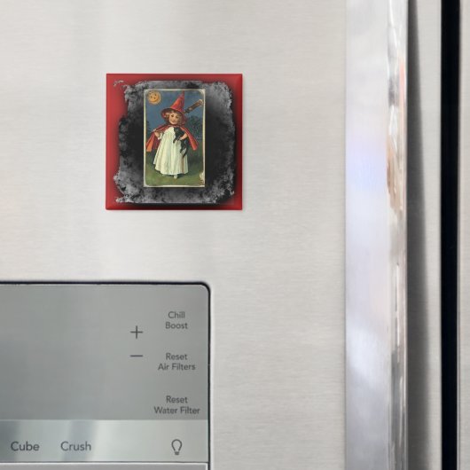 Oude jonge heks Halloween griezelige achtergrond Magneet (Insitu (Koelkast))