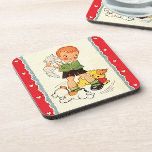 Oude jongen die een katje redt van racehonden bier onderzetter