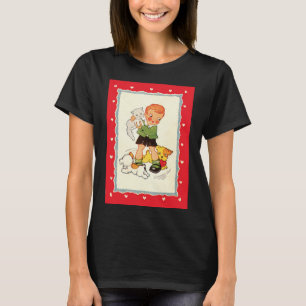 Oude jongen die een katje redt van racepuppy's t-shirt