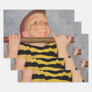 Oude Jongen Doet Chin Ups, Fitness en Oefening Inpakpapier Vel