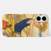 Oude jongen speelt op het strand met zand speelgoe Case-Mate iPhone case (Achterkant (horizontaal))