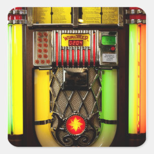 Oude Jukebox Vierkante Sticker