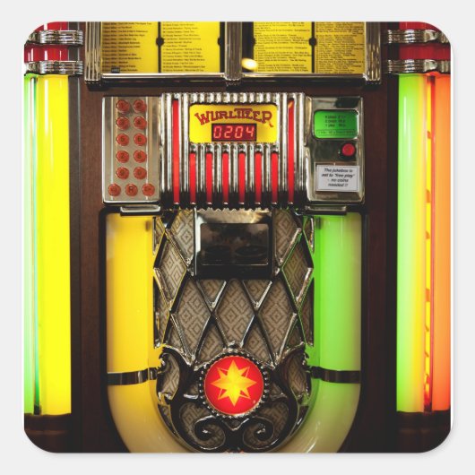 Oude Jukebox Vierkante Sticker (Voorkant)
