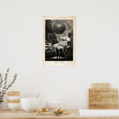 Oude Jules Vern "Rond de Wereld..." Cover Poster (Keuken)