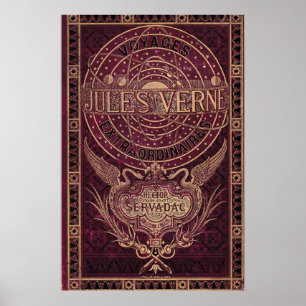 Oude Jules Vern "Steampunk" Cover Art Poster
