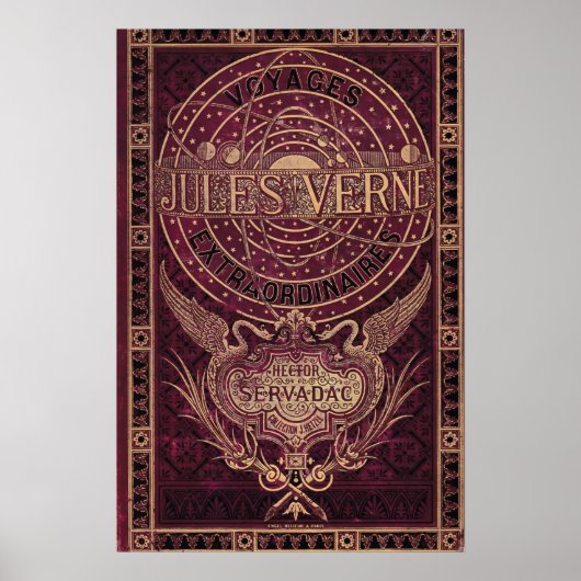 Oude Jules Vern "Steampunk" Cover Art Poster (Voorkant)