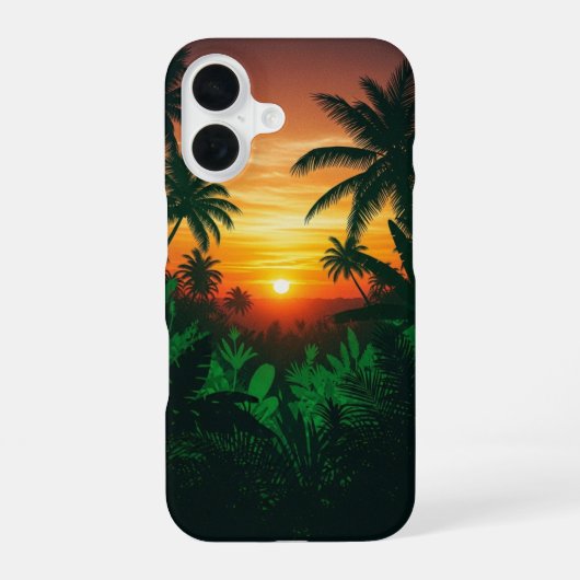 Oude jungle zonsondergang iPhone 16 hoesje (Achterkant)