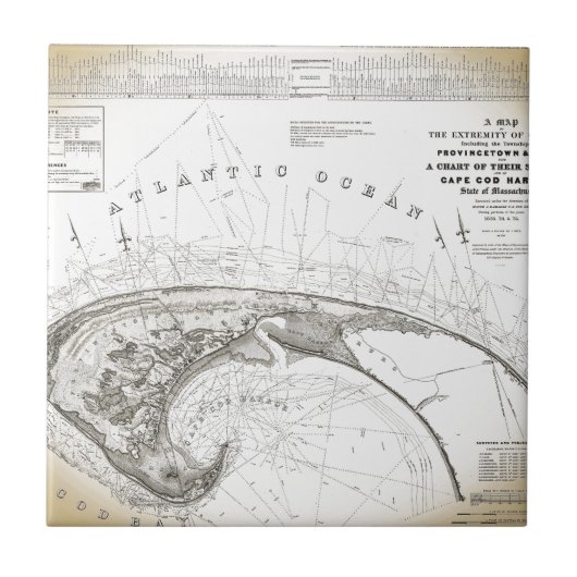 Oude  Kaapskaart Provincetown Tegeltje (Voorkant)