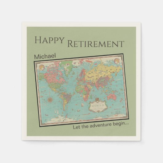 Oude kaart aangepaste pensioneringsfeest servet (Voorkant)