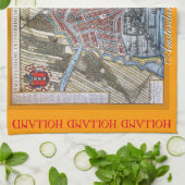 Oude kaart Amsterdam Holland Theedoek (Gevouwen)