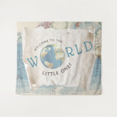 Oude kaart baby shower achtergrond wandkleed (Voorkant (horizontaal))