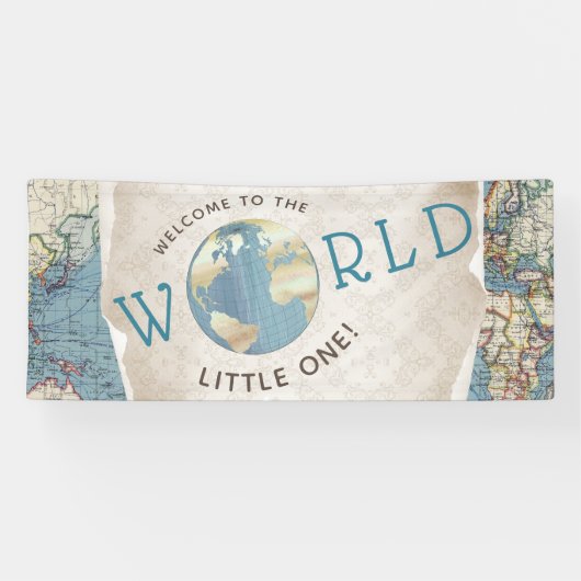 Oude Kaart Baby Shower Spandoeken (Horizontaal)