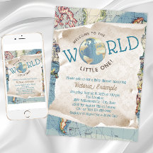 Oude Kaart Baby Shower Uitnodigingen