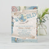 Oude Kaart Baby Shower Uitnodigingen (Staand voorkant)