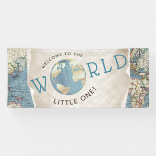 Oude Kaart Baby Shower Vlaggen Spandoek