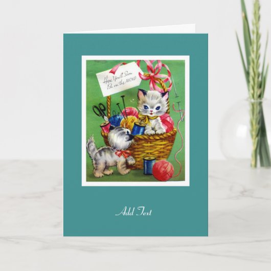 Oude kaart beterschap twee katjes (Voorkant)