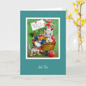 Oude kaart beterschap twee katjes (Gele Bloem)