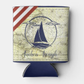 Oude kaart/boot/silhouet/ankers gewicht blikjeskoeler (Voorkant)