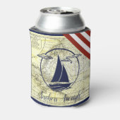 Oude kaart/boot/silhouet/ankers gewicht blikjeskoeler (Blikje Achterkant)