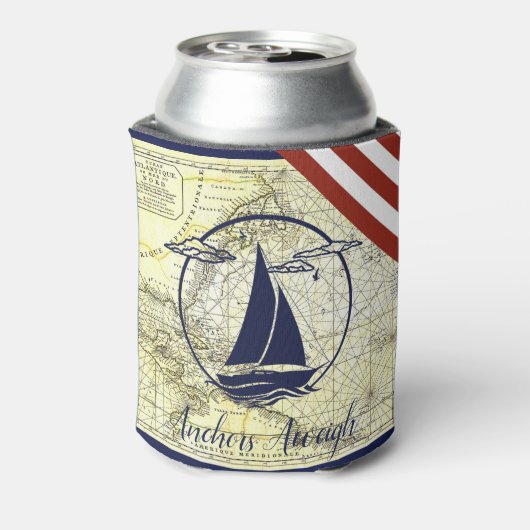 Oude kaart/boot/silhouet/ankers gewicht blikjeskoeler (Blikje Achterkant)