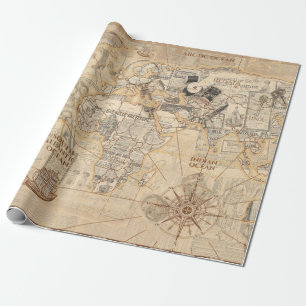 oude kaart cadeaupapier