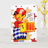 Oude kaart gefeliciteerd kleine jongen (Gele Bloem)