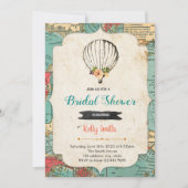 Oude kaart hot air balloon feest uitnodiging (Voorkant)