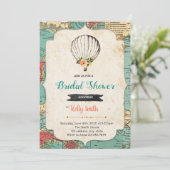 Oude kaart hot air balloon feest uitnodiging (Staand voorkant)