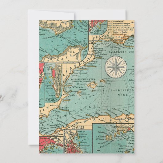 Oude kaart hot air balloon feest uitnodiging (Achterkant)