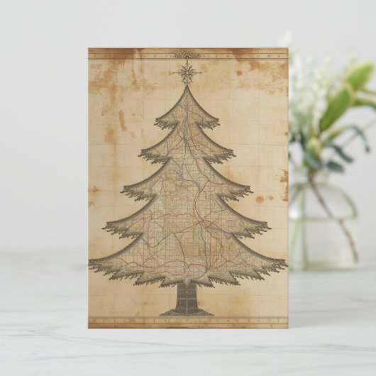 Oude kaart kerstboom (Staand voorkant)