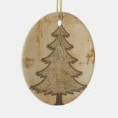 Oude kaart kerstboom keramisch ornament (Rechts)