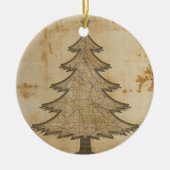 Oude kaart kerstboom keramisch ornament (Voorkant)