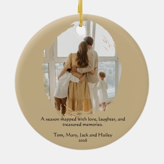 Oude kaart kerstboom keramisch ornament (Achterkant)