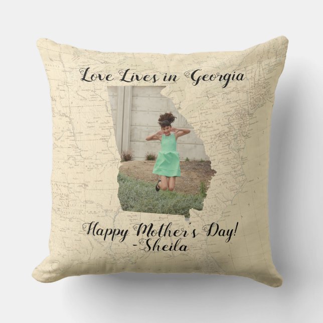 Oude kaart Liefde woont in Georgia State vormige f Kussen (Voorkant)