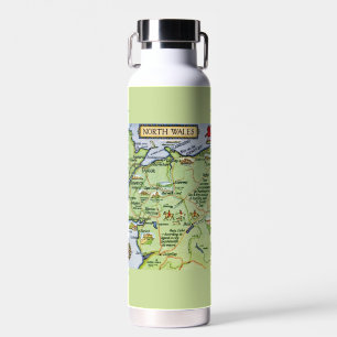 Oude kaart Noord-Wales VK Waterfles