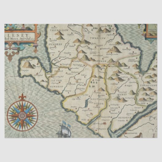 Oude Kaart Reeks 1 Ontwerp 16 Tissuepapier (Voorkant)