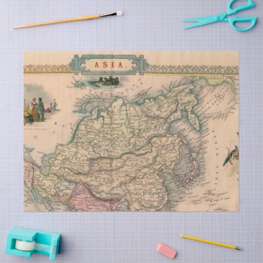 Oude Kaart Reeks 1 Ontwerp 1 Tissuepapier (Craft)