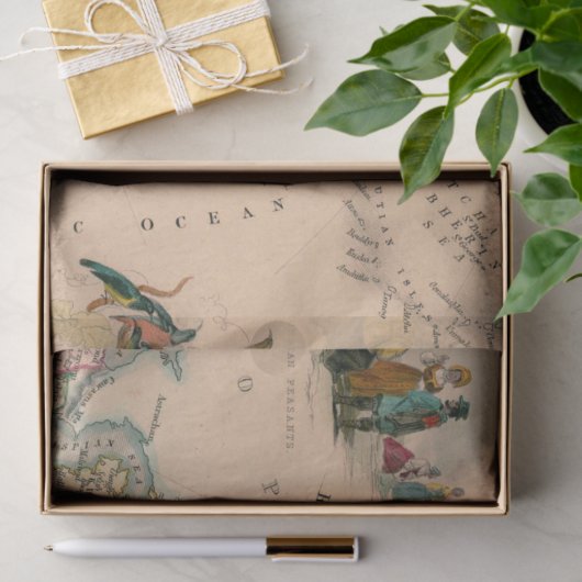 Oude Kaart Reeks 1 Ontwerp 1 Tissuepapier (Geschenk)