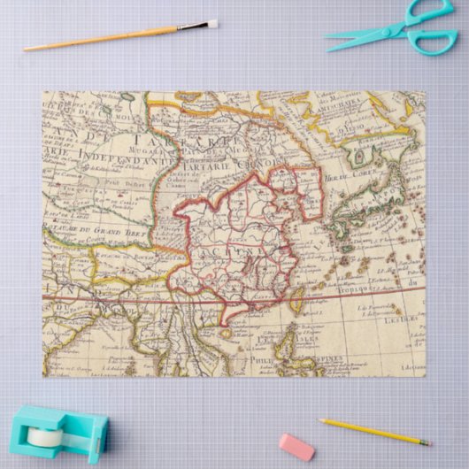 Oude Kaart Reeks 1 Ontwerp 3 Tissuepapier (Craft)