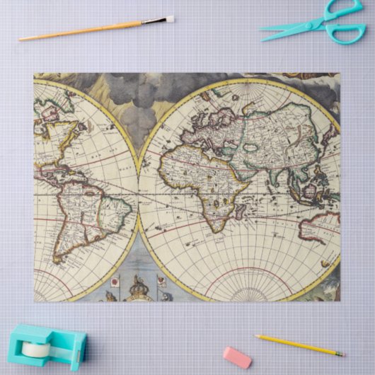 Oude Kaart Reeks 1 Ontwerp 5 Tissuepapier (Craft)